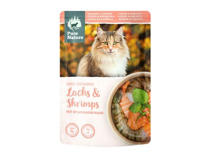 Pure Nature Cat Adult kapsička Losos a Krevety s řeřichou 80g