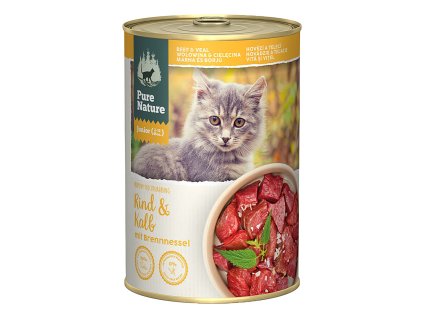 Pure Nature Cat Junior konzerva Hovězí a Telecí s kopřivou 400g
