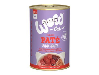 WOW Cat konzerva Paté Hovězí s krocanem Adult 400g