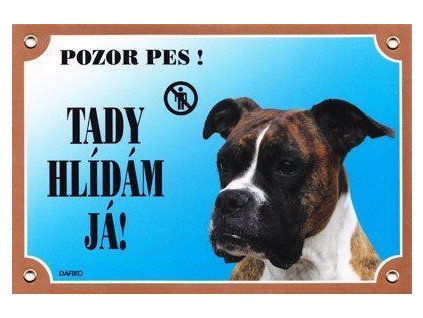 Barevná cedulka Pozor pes, Boxer německý