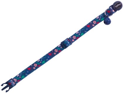 Nobby Flower Dark Blue obojek s rolničkou pro kočky tmavě modrý 1ks