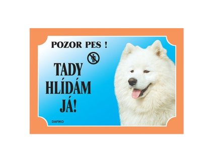 Barevná cedulka Pozor pes, Samojed