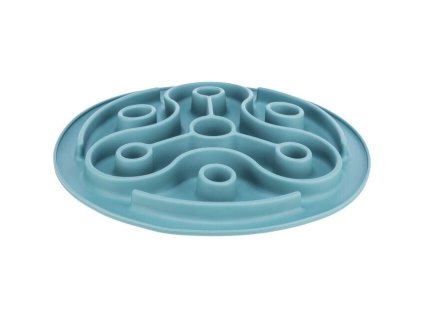 Protihltací talíř Slow feeding TRIANGL, k pomalému krmení, TPE, ø 28 cm, modrá