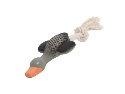 Divoká husa MINI s bavlněným lanem, se zvukem, 22cm, šedá,růžová, HipHop