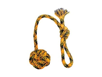 Vrhací bavlněné lano s míčem HipHop ROPE ø 7cm / 48 cm, neon oranžová, černá, žlutá