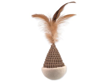 Hračka Magic Cat Natural Fun kužel s pírky karton/plyš bílá 6cm