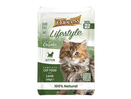 PRINCESS LIFESTYLE POUCHES CHUNKS 100G LAMB KITTEN