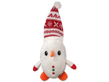 Hračka Dog Fantasy Winter Tale sněhulák s čepicí, pískací 40cm
