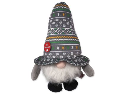 Hračka Dog Fantasy Winter Tale trpaslík pískací šedivý 30cm