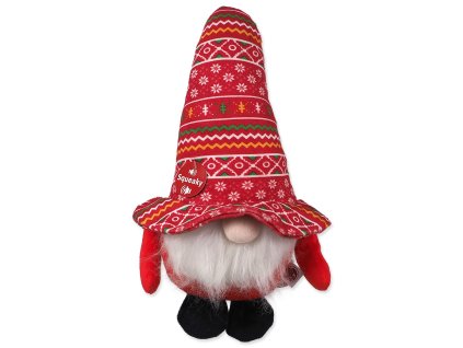 Hračka Dog Fantasy Winter Tale trpaslík pískací červený 30cm