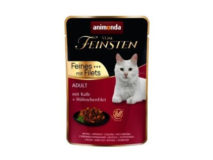 Vom Feinsten Adult FEINES m.Fillets - telecí + kuřecí filet, kapsička pro kočky 85 g
