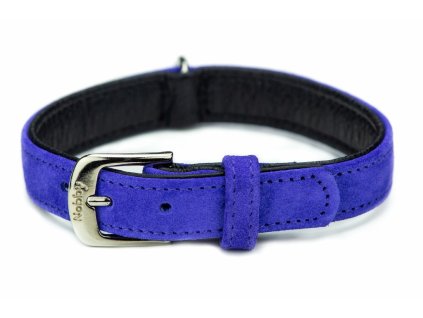 Nobby VELOURS obojek ze semišové kůže L-XL 60cm fialová