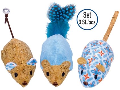 Nobby hračka pro kočky sada tří korkových myšek s catnipem 7/12 cm