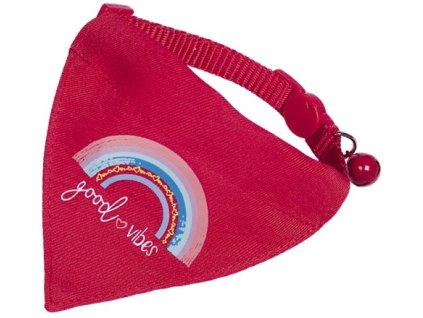 Nobby obojek se šátkem GOOD VIBES pro kočky červený