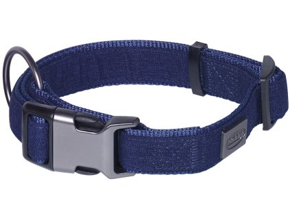 Nobby LINEN DELUXE obojek nylon modrá XS-S 23-30 cm
