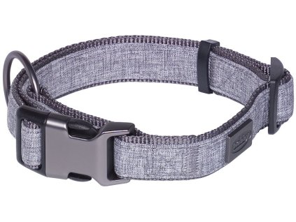 Nobby LINEN DELUXE obojek nylon šedá S-M 28-40 cm