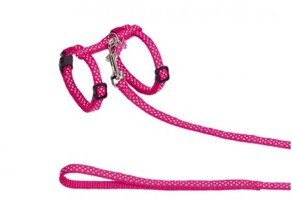 Nobby Dots růžový set postroje a vodítka s přívěskem