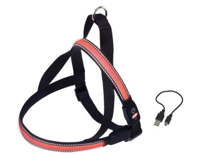 Nobby Flash Mesh svítící červený postroj vel. S (50-65cm)