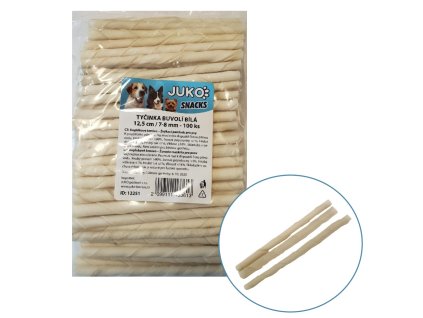 Tyčinka buvolí bílá JUKO Snacks12,5 cm, 7 - 8 mm (100 ks)