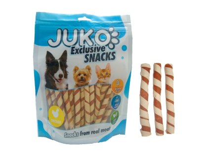 Chicken Jerky wrapped Pollock Strips JUKO Snacks 250 g
