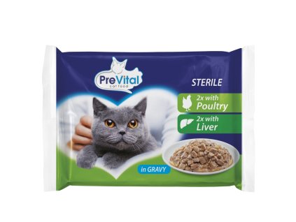 PreVital kočka sterile játra a drůbeží, kapsa 100 g (4 pack)