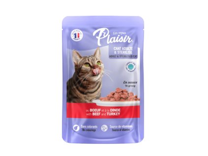 Plaisir Cat hovězí & krocaní, kapsička 100 g