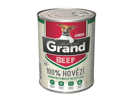 Grand deluxe Dog Junior 100 % hovězí, konzerva 400 g