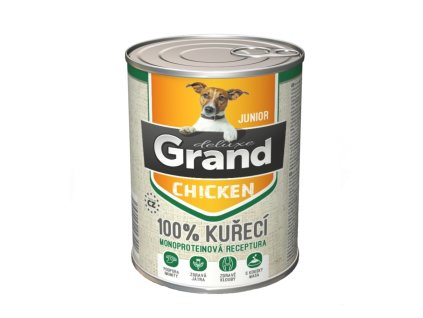 Grand deluxe Dog Junior 100 % kuřecí, konzerva 400 g