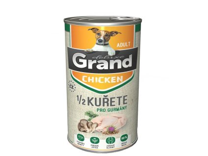 GRAND konz. deluxe pes kuřecí s 1/2 kuřete adult 1300g
