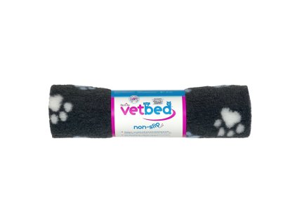 Vetbed protiskluz / Drybed grafitová modré a bílé packy DELUXE 150 x 100 cm, vlas 30 mm
