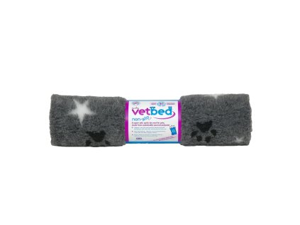 Vetbed protiskluz / Drybed šedá packa a hvězda 75 x 50 cm DELUXE, vlas 30 mm
