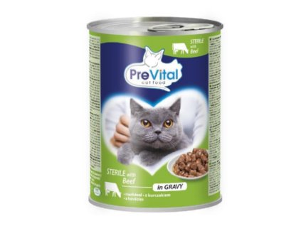 PreVital kočka sterile s hovězím v omáčce, kousky 415 g