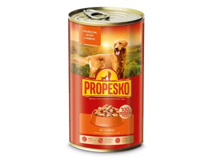 PROPESKO Dog kuřecí, játra a mrkev v omáčce, kousky 1240 g
