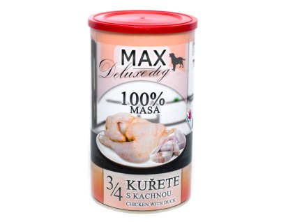 MAX Deluxe Dog 3/4 kuřete s kachnou, konzerva 1200 g