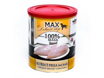 MAX Deluxe Dog kuřecí prsa bez kosti, konzerva 800 g