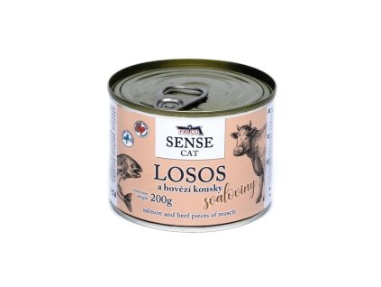 FALCO SENSE Cat losos a hovězí kousky svaloviny, konzerva 200 g