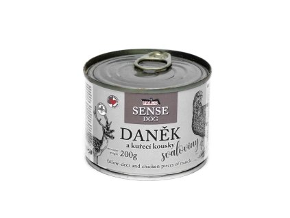 FALCO SENSE Dog daněk a kuřecí kousky svaloviny, konzerva 200 g