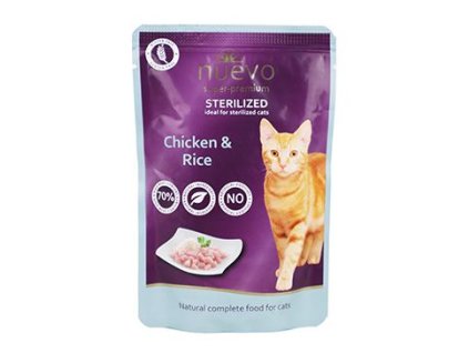 Nuevo kočka kapsa Sterilized Drůbeží s rýží 85g