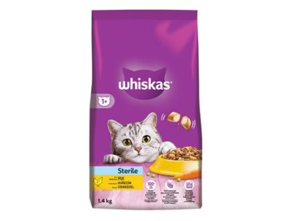 Whiskas Dry Sterile s kuřecím masem 1,4kg