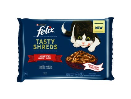 458049 kap felix tasty shreds multipack hovezi a kure ve stave 4x80g