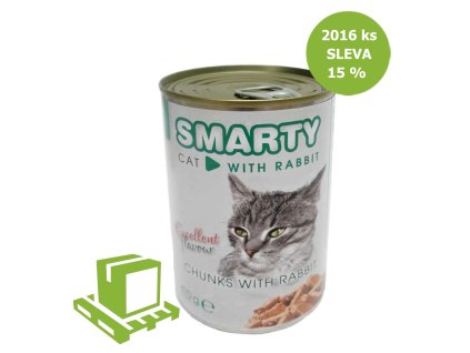SMARTY Cat Králík chunks, konzerva 410 g (paleta 2016 ks) SLEVA 15 %