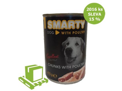 SMARTY Dog Drůbeží chunks, konzerva 410 g (paleta 2016 ks) SLEVA 15 %