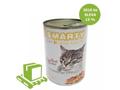 SMARTY Cat Drůbeží chunks, konzerva 410 g (paleta 2016 ks) PALETA 15 %