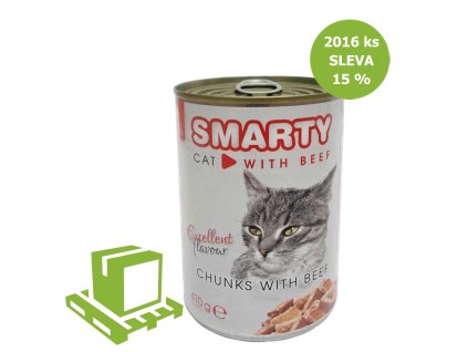 SMARTY Cat Hovězí chunks, konzerva 410 g (paleta 2016 ks) SLEVA 15 %