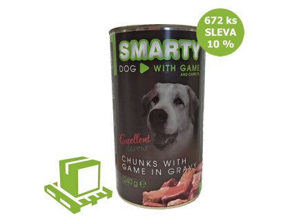 SMARTY Dog Zvěřina chunks, konzerva 1240 g (paleta 672 ks) SLEVA 10 %
