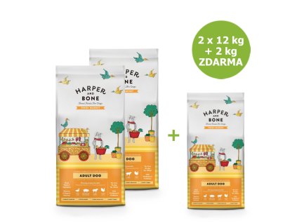 Harper and Bone Dog Adult Large & Medium čerstvé z trhu AKCE 2 x 12 kg + 2 kg ZDARMA
