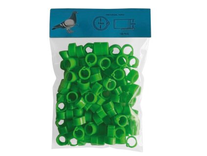 Zámkové kroužky na holuby 8 mm, zelená (100 ks) SLEVA 15 %