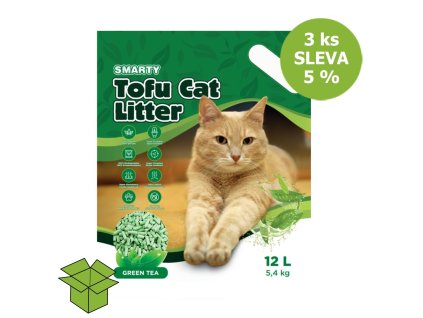 Smarty Tofu Cat Litter Green Tea podestýlka 12 l (3 ks) SLEVA 5 %