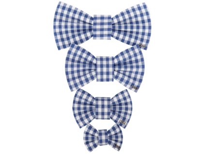 Motýlek pro psa Funky Dog na podporu útulkům - modrý károvaný - vel. XL 13cm