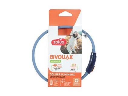 Obojek LED malý BIVOUAK 20-40cm USB modrá Zolux